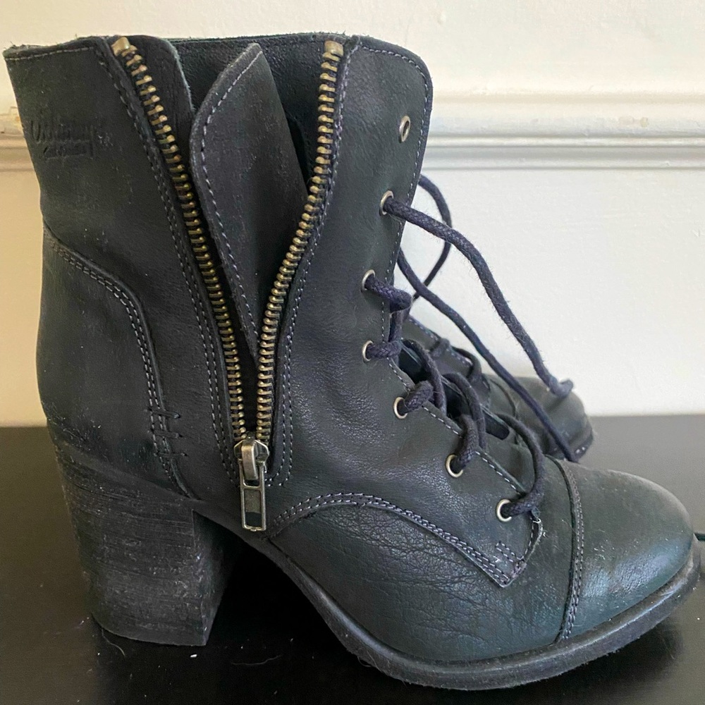Black leather lace up booties EU 38 / US 7 - Picture 2 of 6